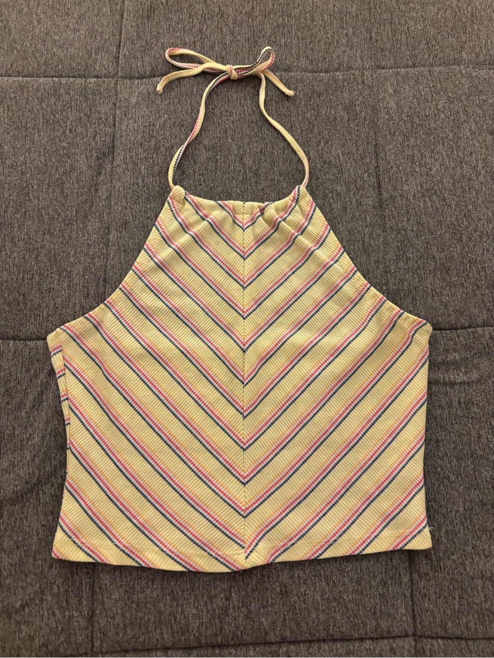 Essentials Yellow Striped Halter Top